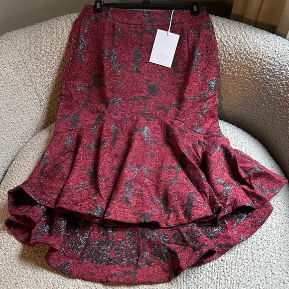 NWT Rachel Parcell Red and Black Midi Skirt - Picture 1 of 5